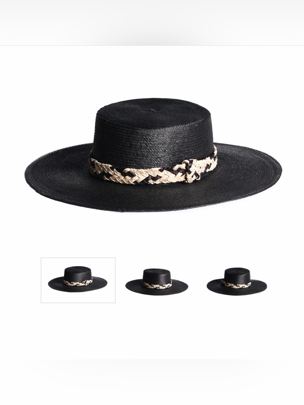 Black Straw asn Hat with Braided Band